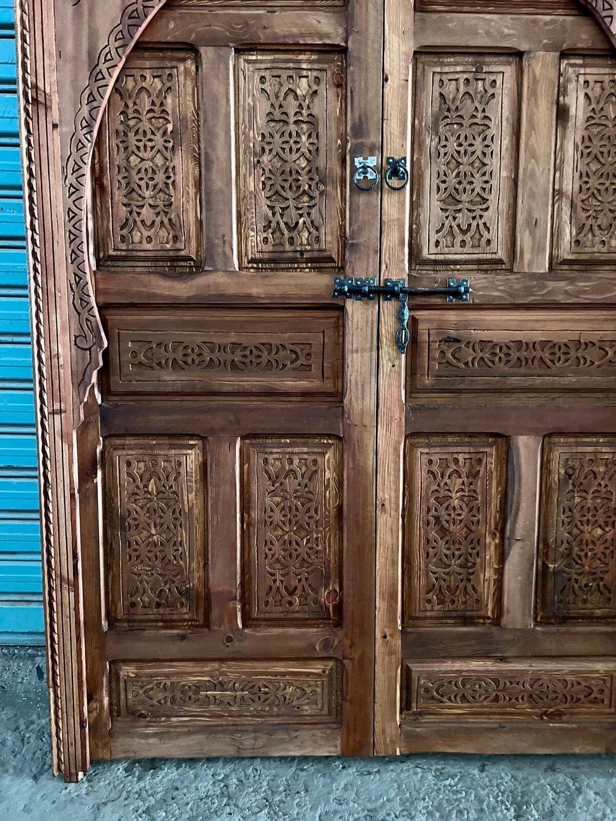 Wooden Door Rustique Wall décor, Intérieur Extérieur Door, Berbère Antique Old  Carved Morish door , Moroccan Décoration,