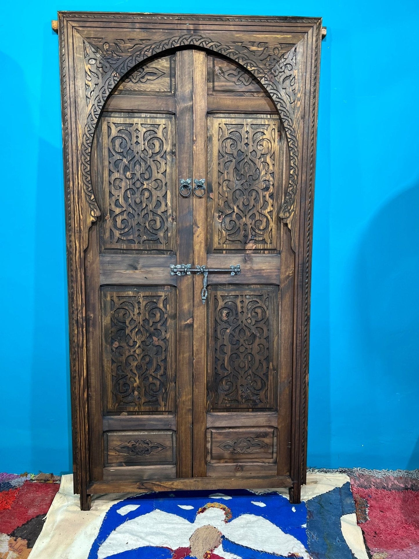 Wooden Double Carved Door , Amazing front door sale  Hand-Carved Geometric Moroccan Door - Authenticity & Customization