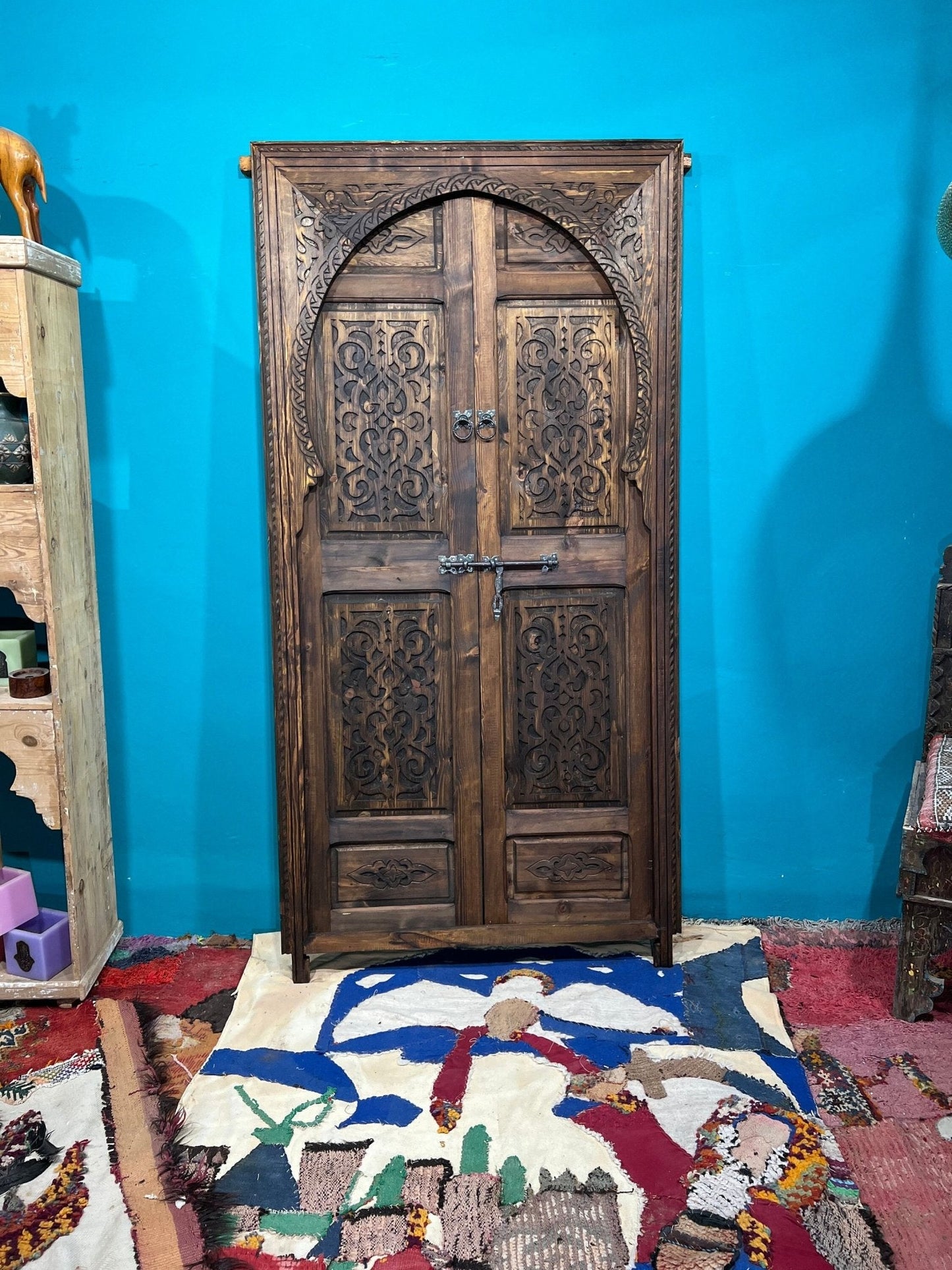 Wooden Double Carved Door , Amazing front door sale  Hand-Carved Geometric Moroccan Door - Authenticity & Customization