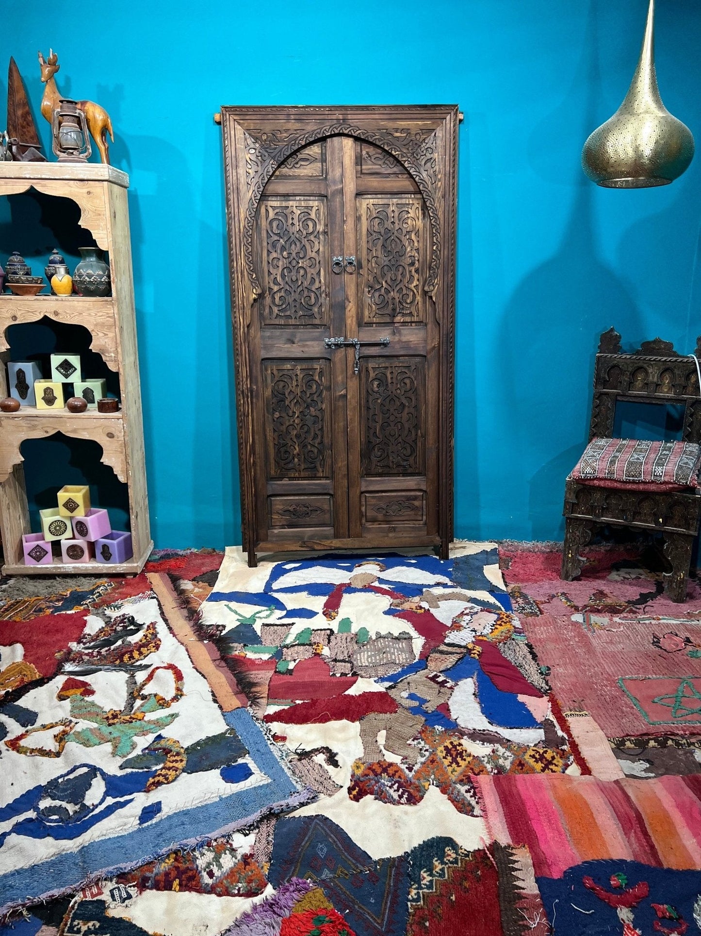 Wooden Double Carved Door , Amazing front door sale  Hand-Carved Geometric Moroccan Door - Authenticity & Customization