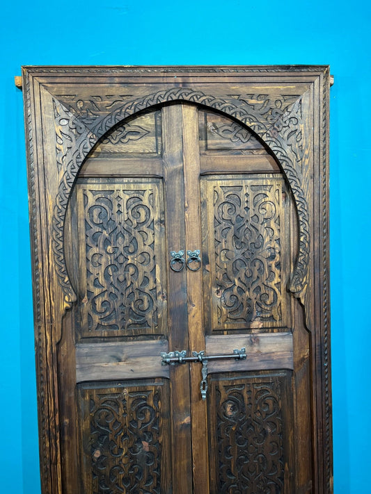 Wooden Double Carved Door , Amazing front door sale  Hand-Carved Geometric Moroccan Door - Authenticity & Customization