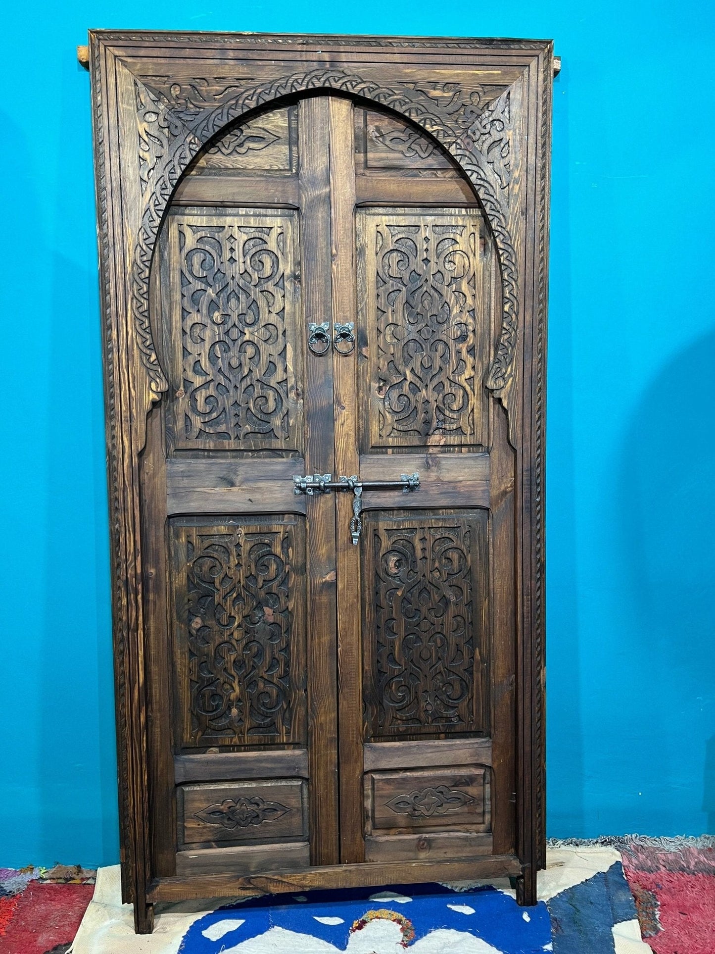 Wooden Double Carved Door , Amazing front door sale  Hand-Carved Geometric Moroccan Door - Authenticity & Customization