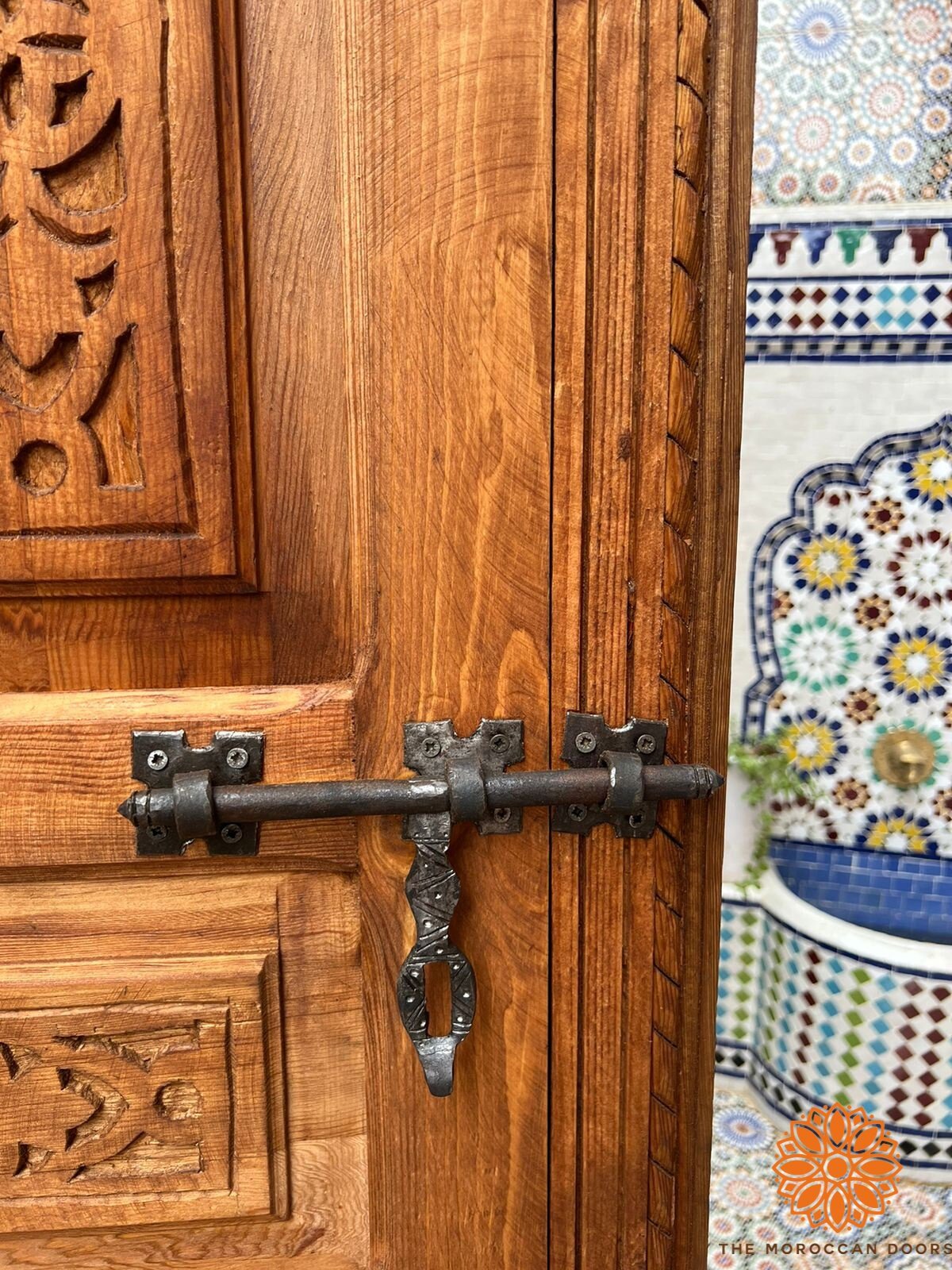 Wooden Carved Door With Carved iron  Locker Closet Interior designer Home Moroccan Gift Doors Modern Door & Locks EXTERIOR INTERIOR DOOR