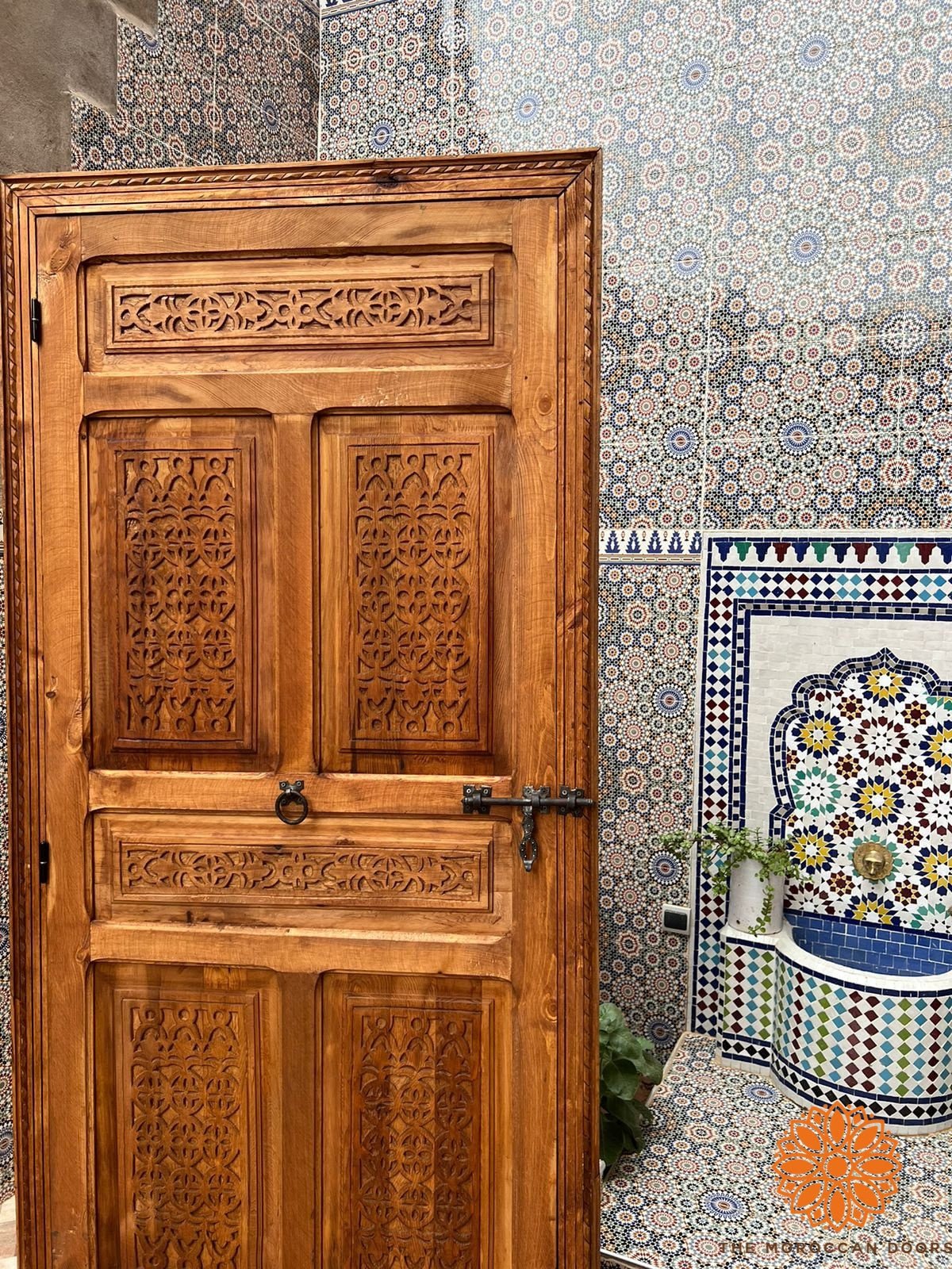 Wooden Carved Door With Carved iron  Locker Closet Interior designer Home Moroccan Gift Doors Modern Door & Locks EXTERIOR INTERIOR DOOR