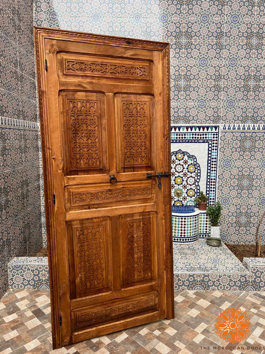 Wooden Carved Door With Carved iron  Locker Closet Interior designer Home Moroccan Gift Doors Modern Door & Locks EXTERIOR INTERIOR DOOR