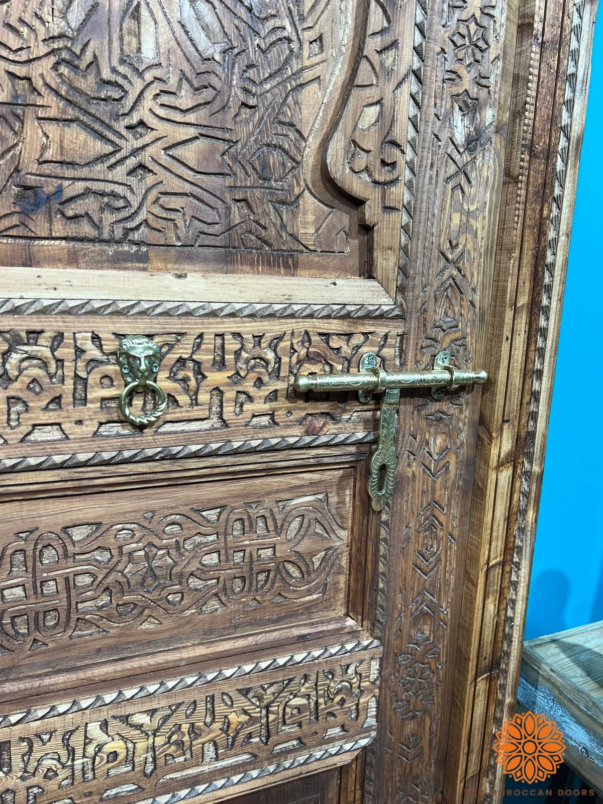 Wooden Carved Door Style Boho WRITING With Carved BRASS Locker, Closet Interior Door designer Home Moroccan Gift Doors Modern Door & Locks .