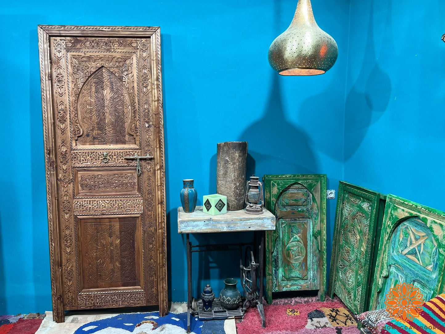 Wooden Carved Door Style Boho WRITING With Carved BRASS Locker, Closet Interior Door designer Home Moroccan Gift Doors Modern Door & Locks .