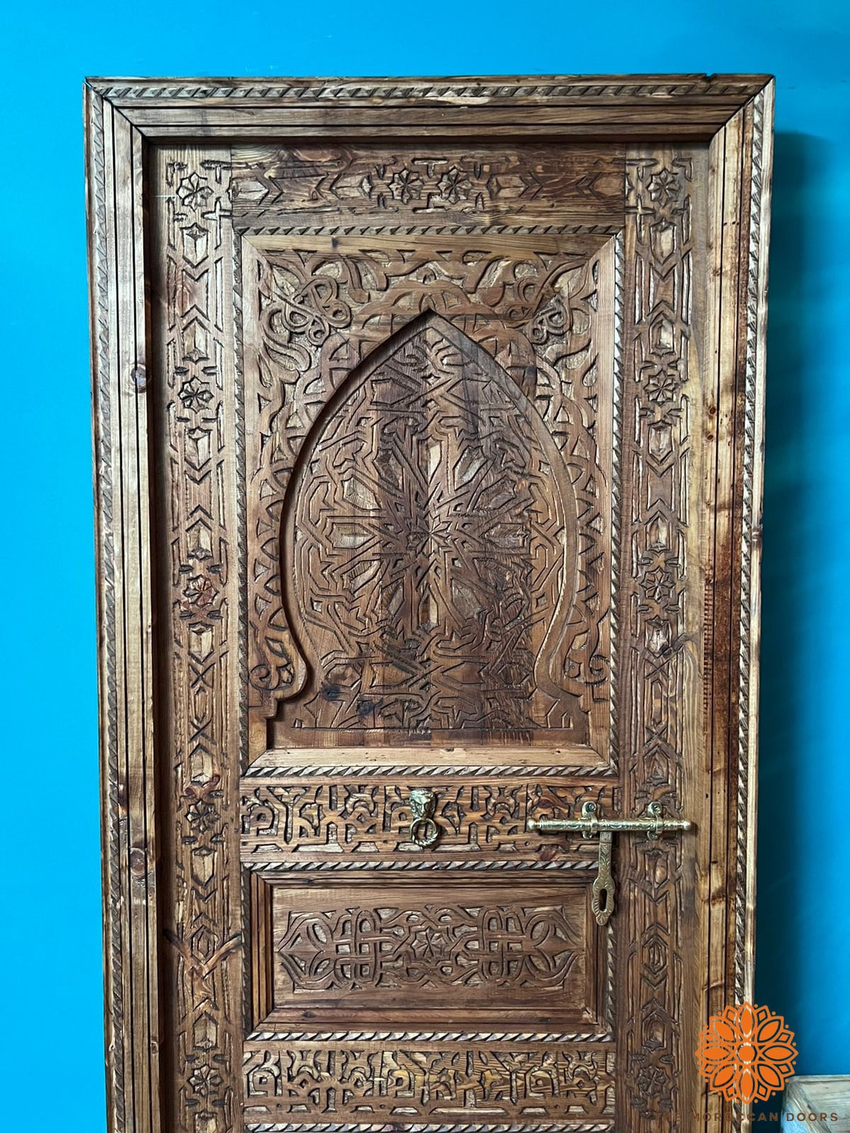 Wooden Carved Door Style Boho WRITING With Carved BRASS Locker, Closet Interior Door designer Home Moroccan Gift Doors Modern Door & Locks .