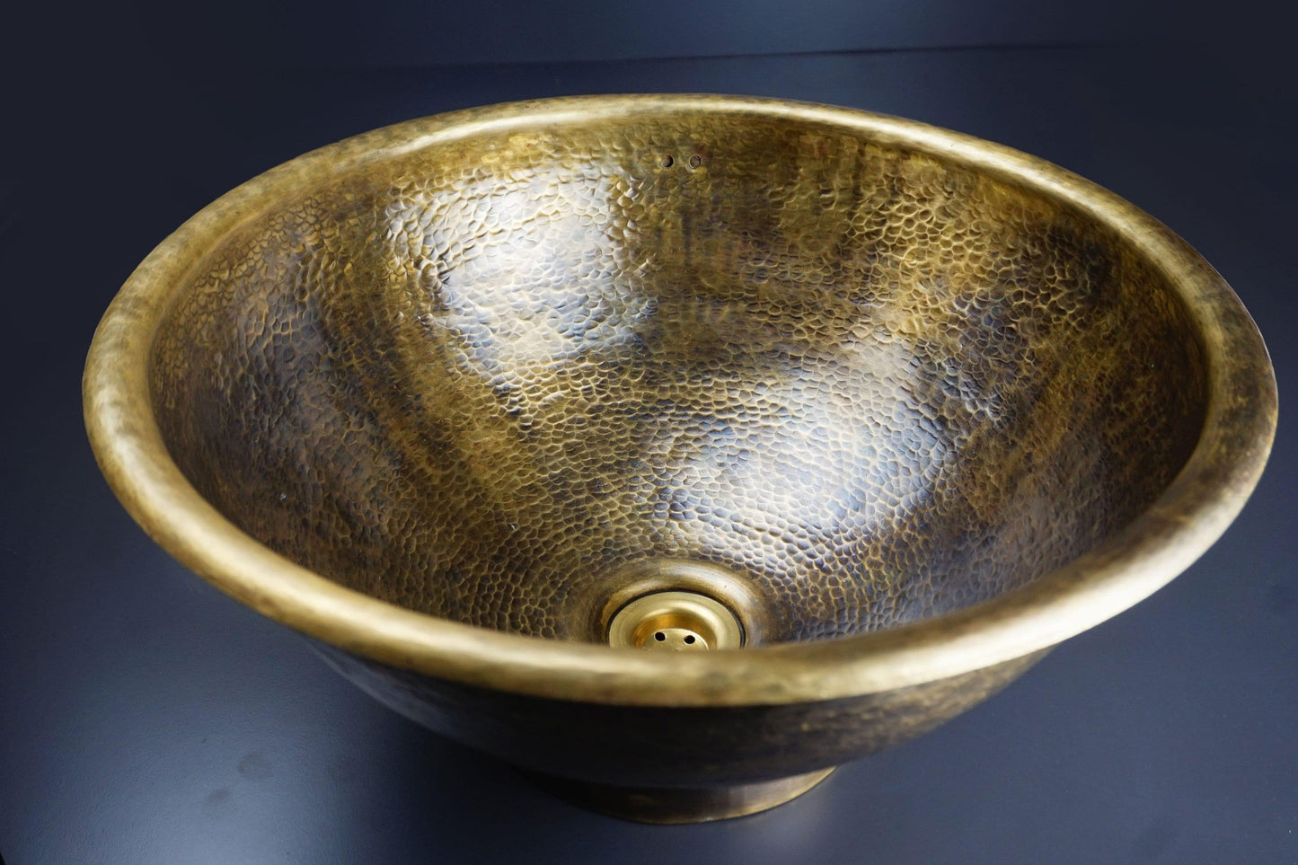 Antique Hammered Brass Vessel Sink Top Mount Bathroom Vanity