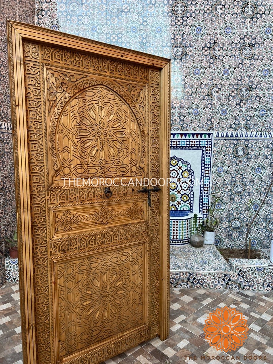 Wooden Carved Door Style Boho WRITING With Carved iron  Locker, Closet Interior Door designer Home Moroccan Gift Doors Modern Door & Locks .