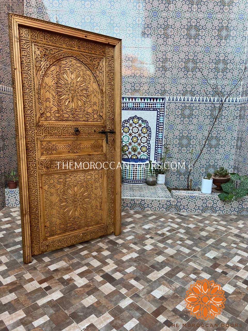 Wooden Carved Door Style Boho WRITING With Carved iron  Locker, Closet Interior Door designer Home Moroccan Gift Doors Modern Door & Locks .