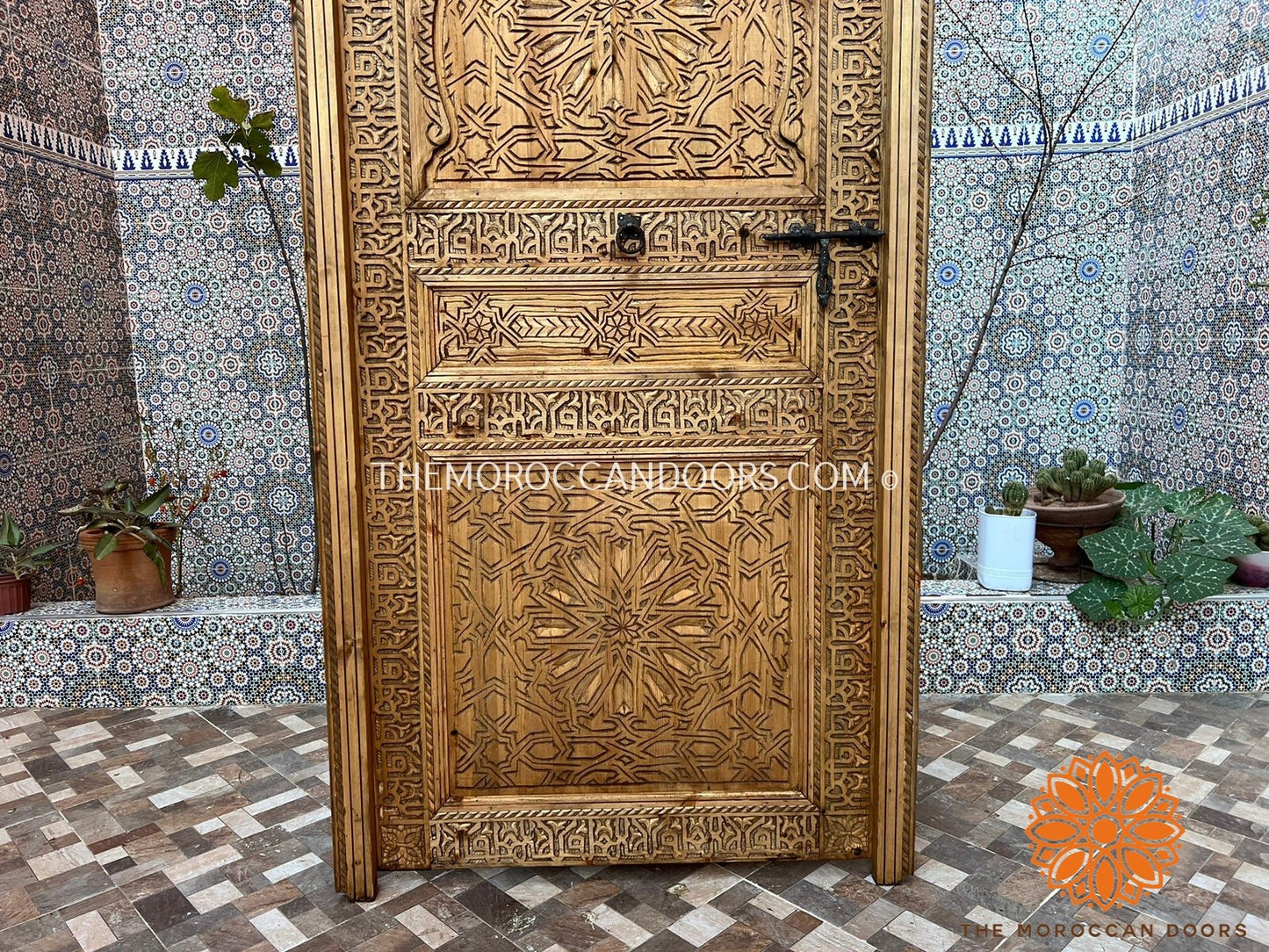 Wooden Carved Door Style Boho WRITING With Carved iron  Locker, Closet Interior Door designer Home Moroccan Gift Doors Modern Door & Locks .