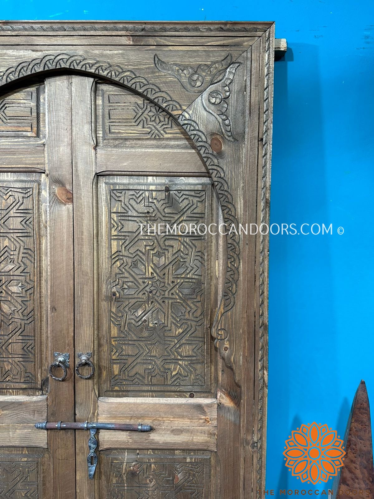 Wooden Moroccan Door With Handmade Carved Motif, Crafted with the best quality of wood