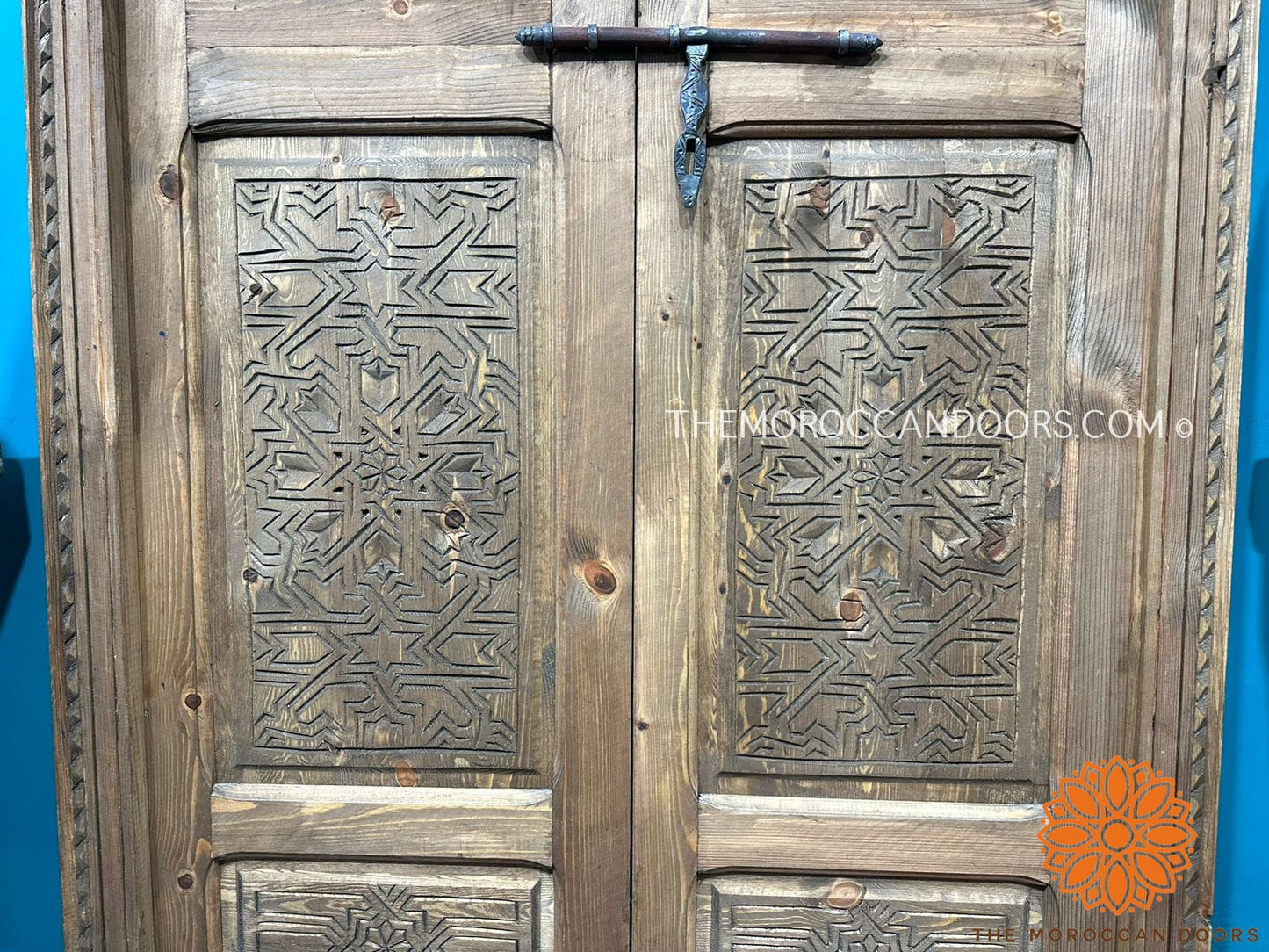 Wooden Moroccan Door With Handmade Carved Motif, Crafted with the best quality of wood