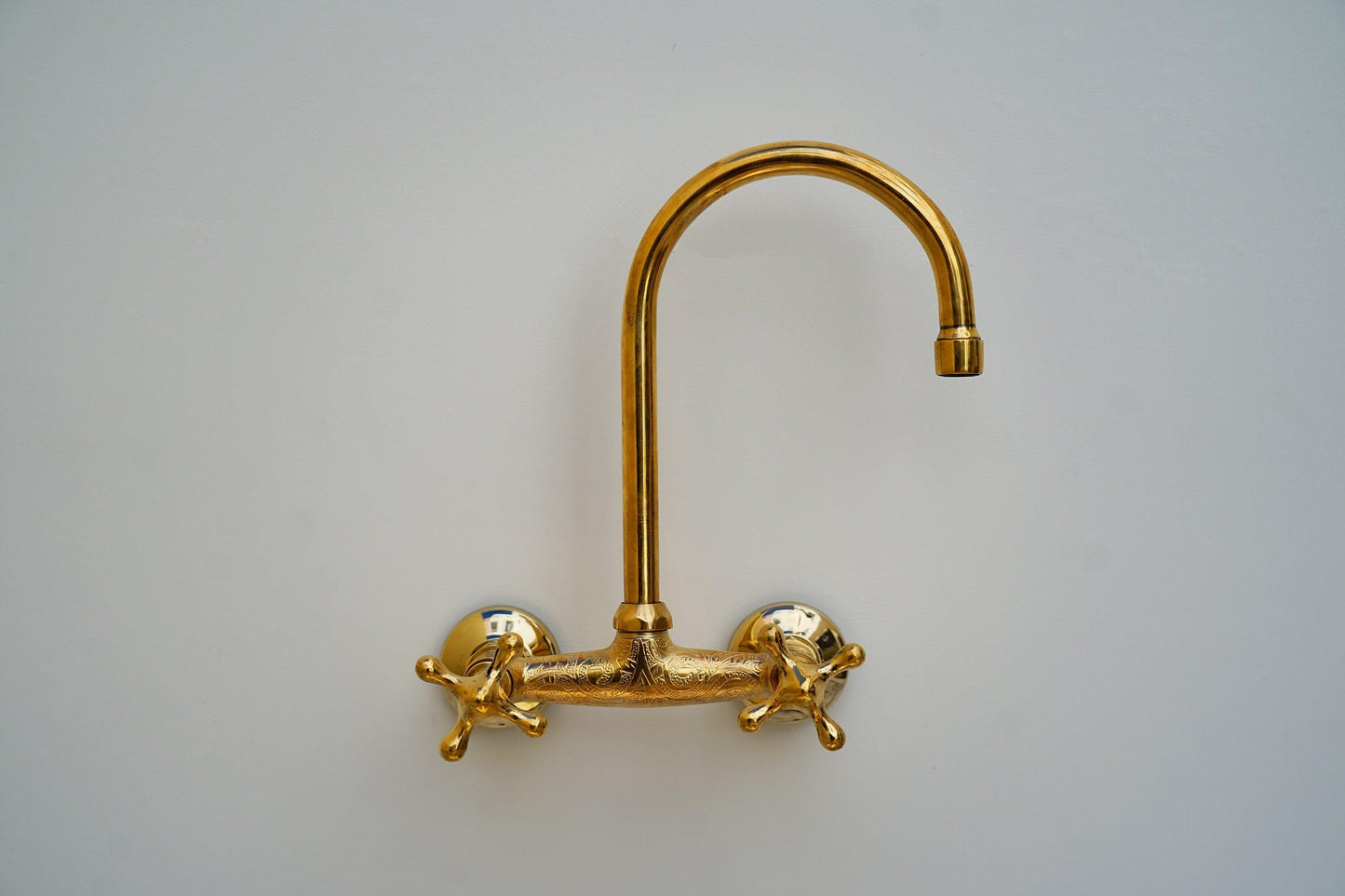 Unlacquered Brass Wall Mount Kitchen Faucet