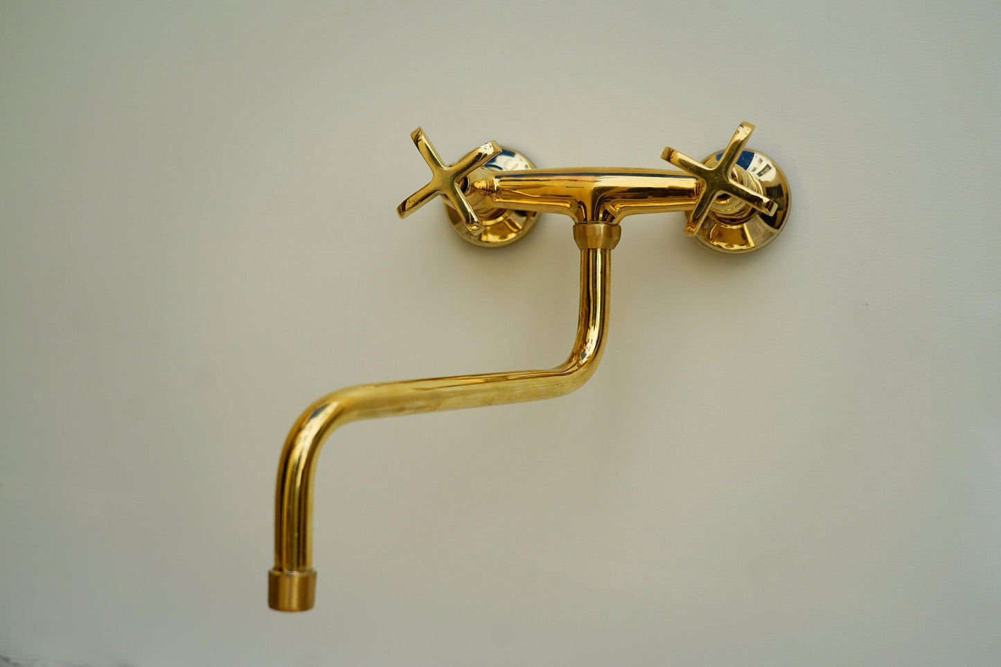 Unlacquered Brass Wall Mounted Kitchen Faucet