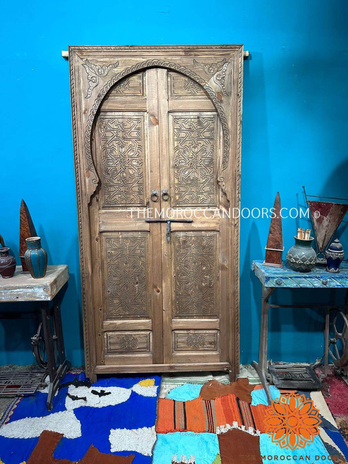 Wooden Moroccan Door With Handmade Carved Motif, Crafted with the best quality of wood