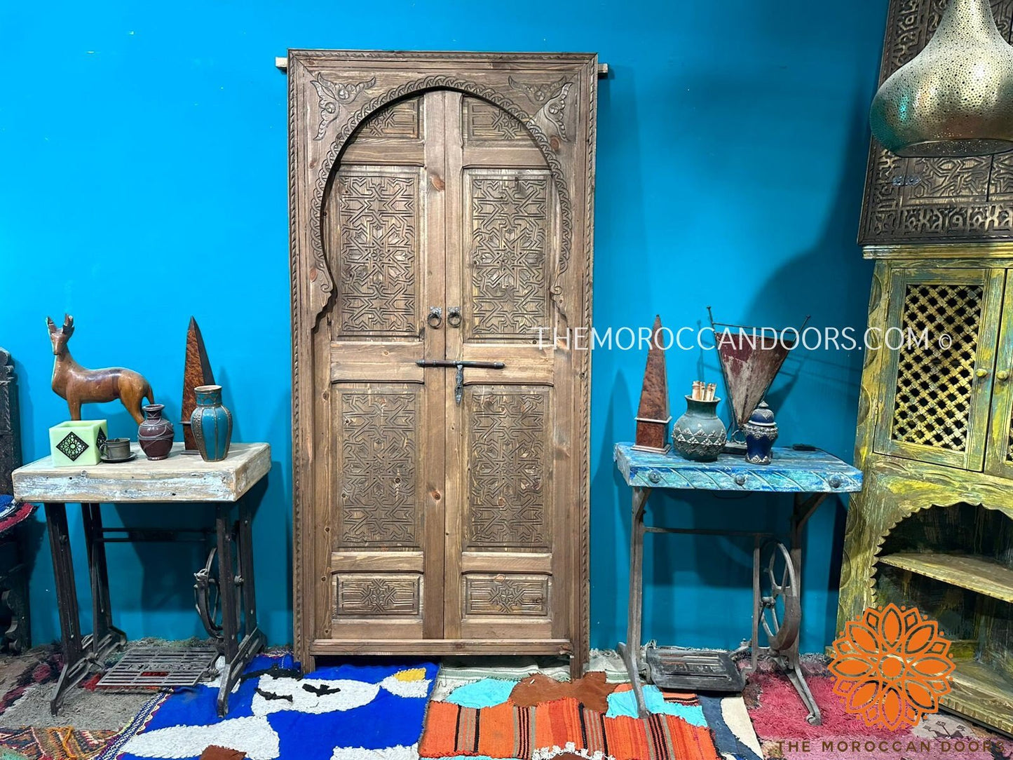 Wooden Moroccan Door With Handmade Carved Motif, Crafted with the best quality of wood