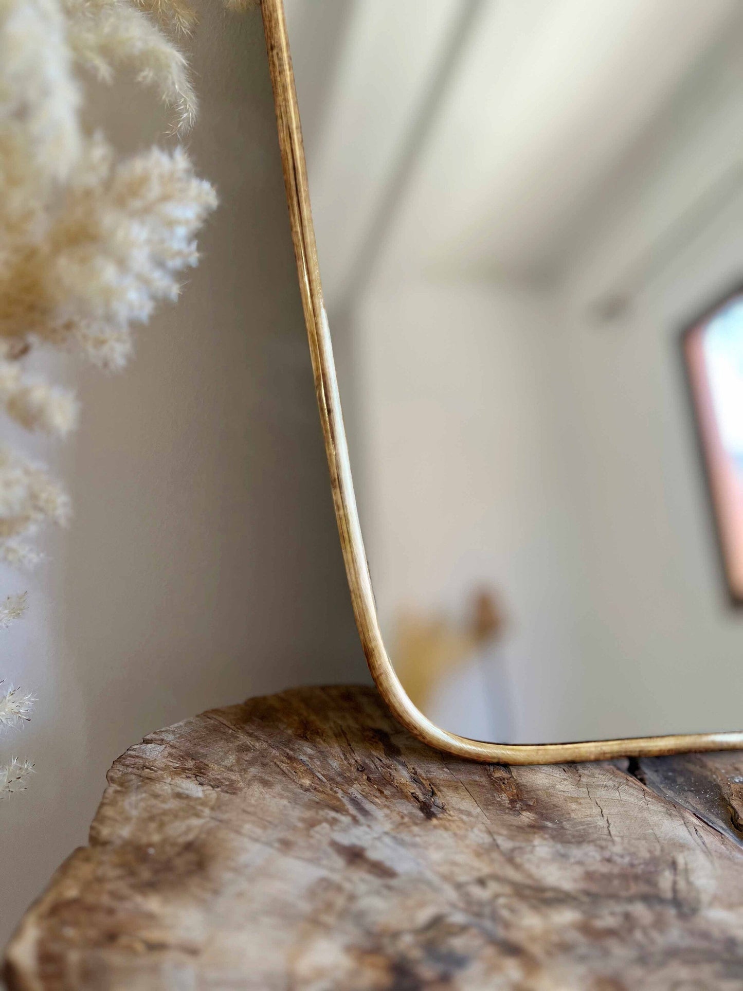 Antique Brass Mirror, Italian Wavy Brass Mirror