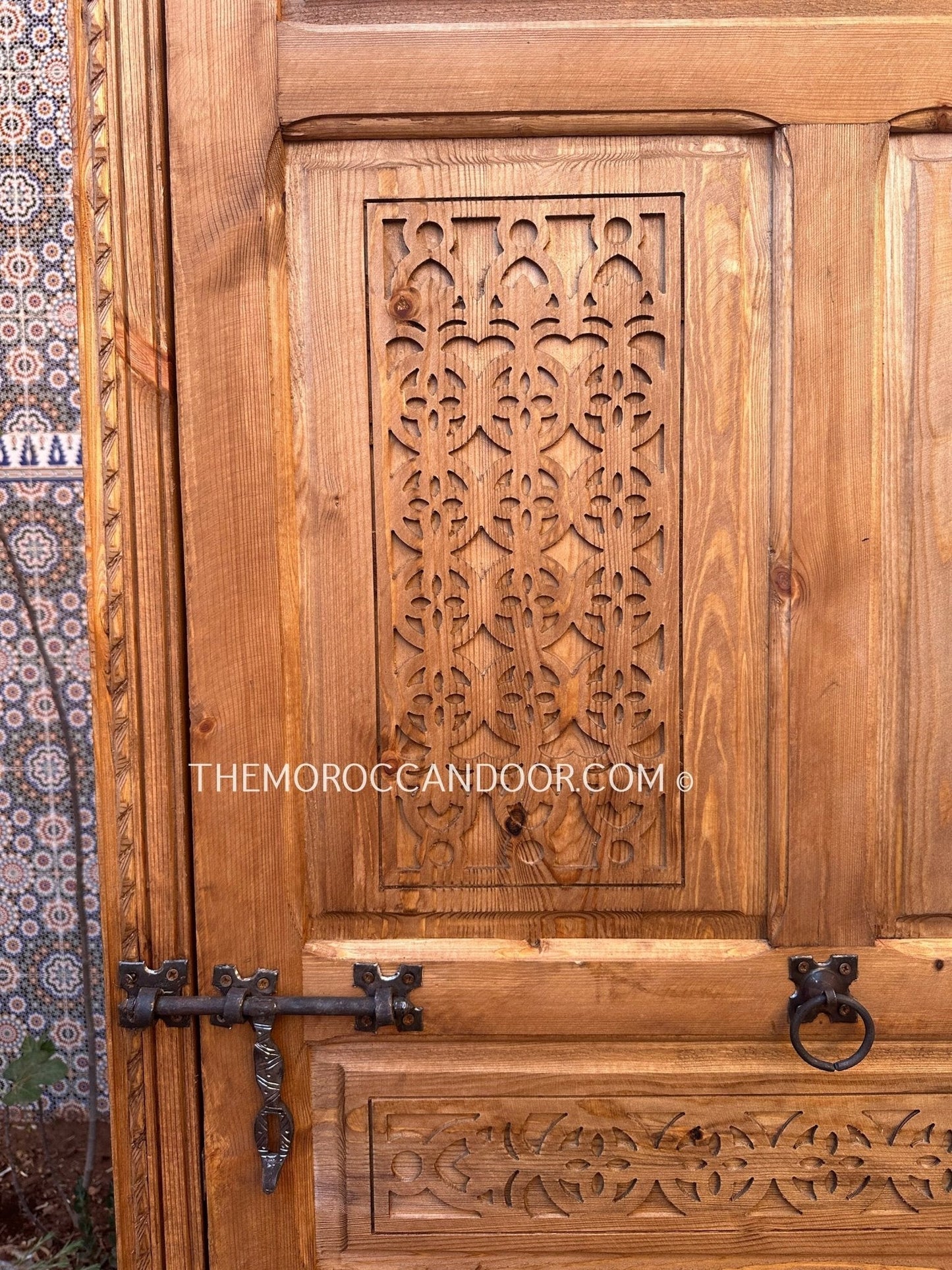 Two Hand Carved Wooden Door with one Frame.