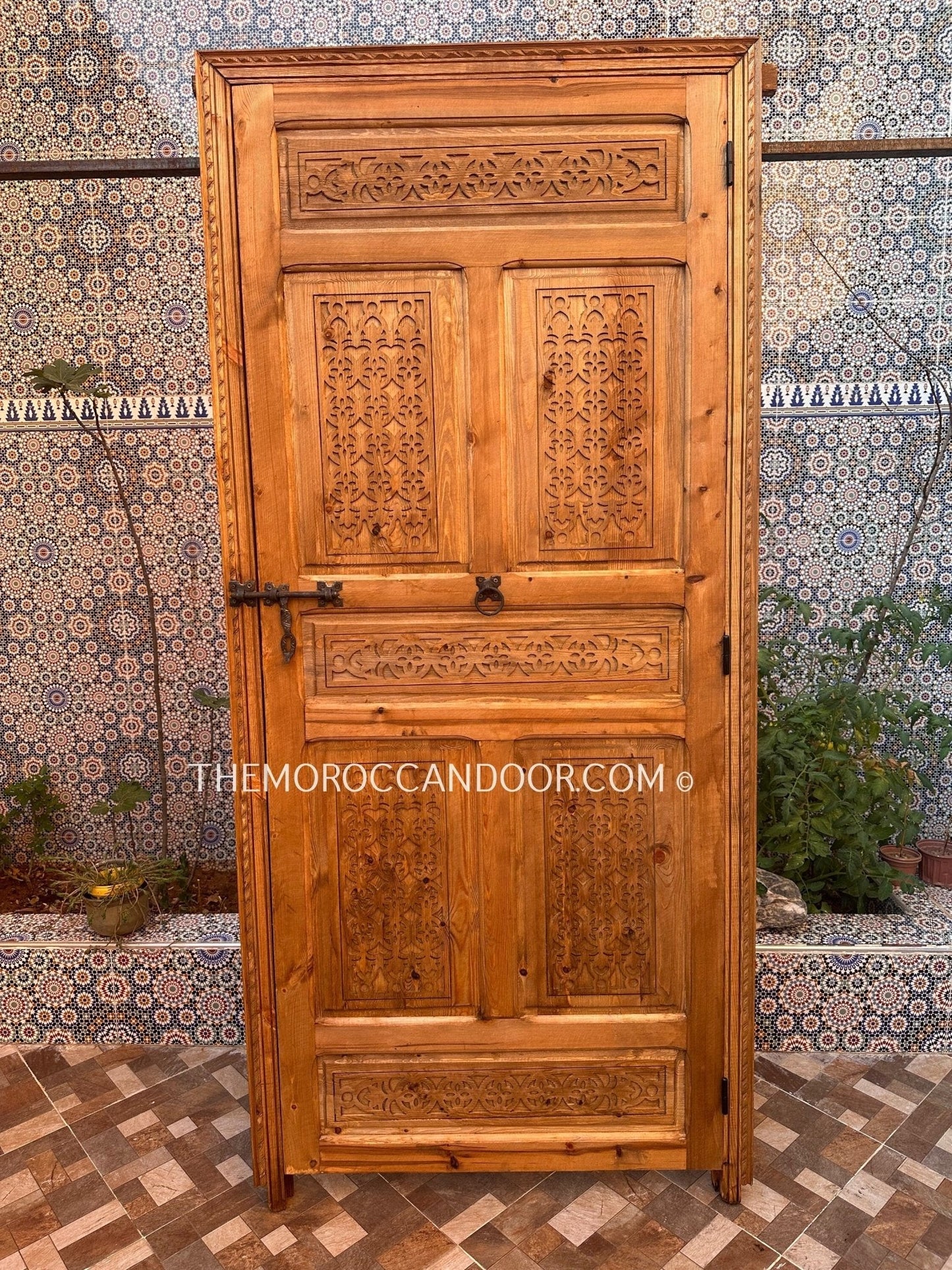 Two Hand Carved Wooden Door with one Frame.