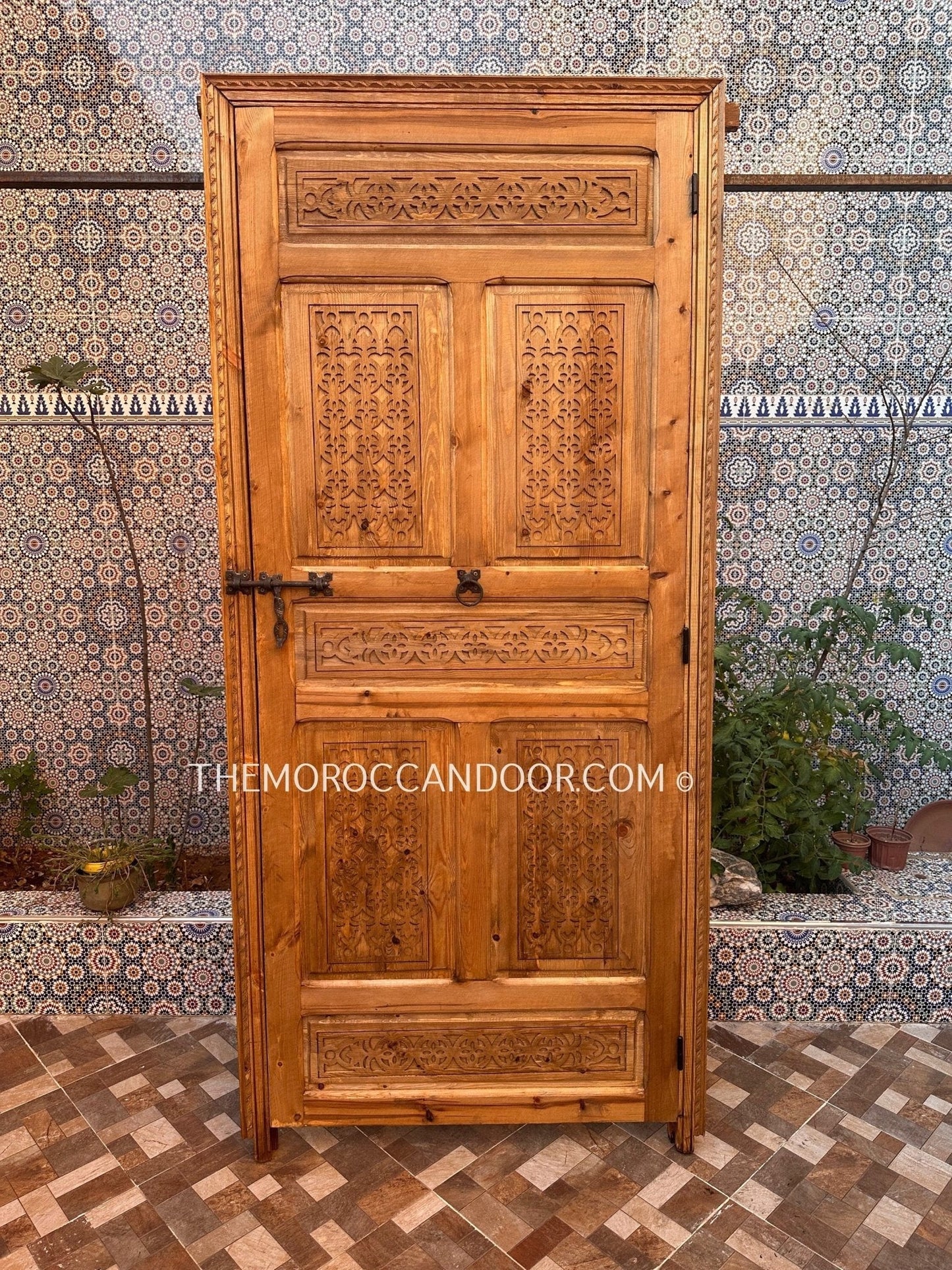 Two Hand Carved Wooden Door with one Frame.