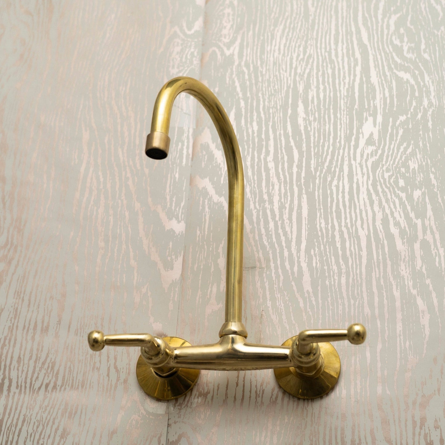 Unlacquered Brass Wall Mount Kitchen Faucet with lever Handle