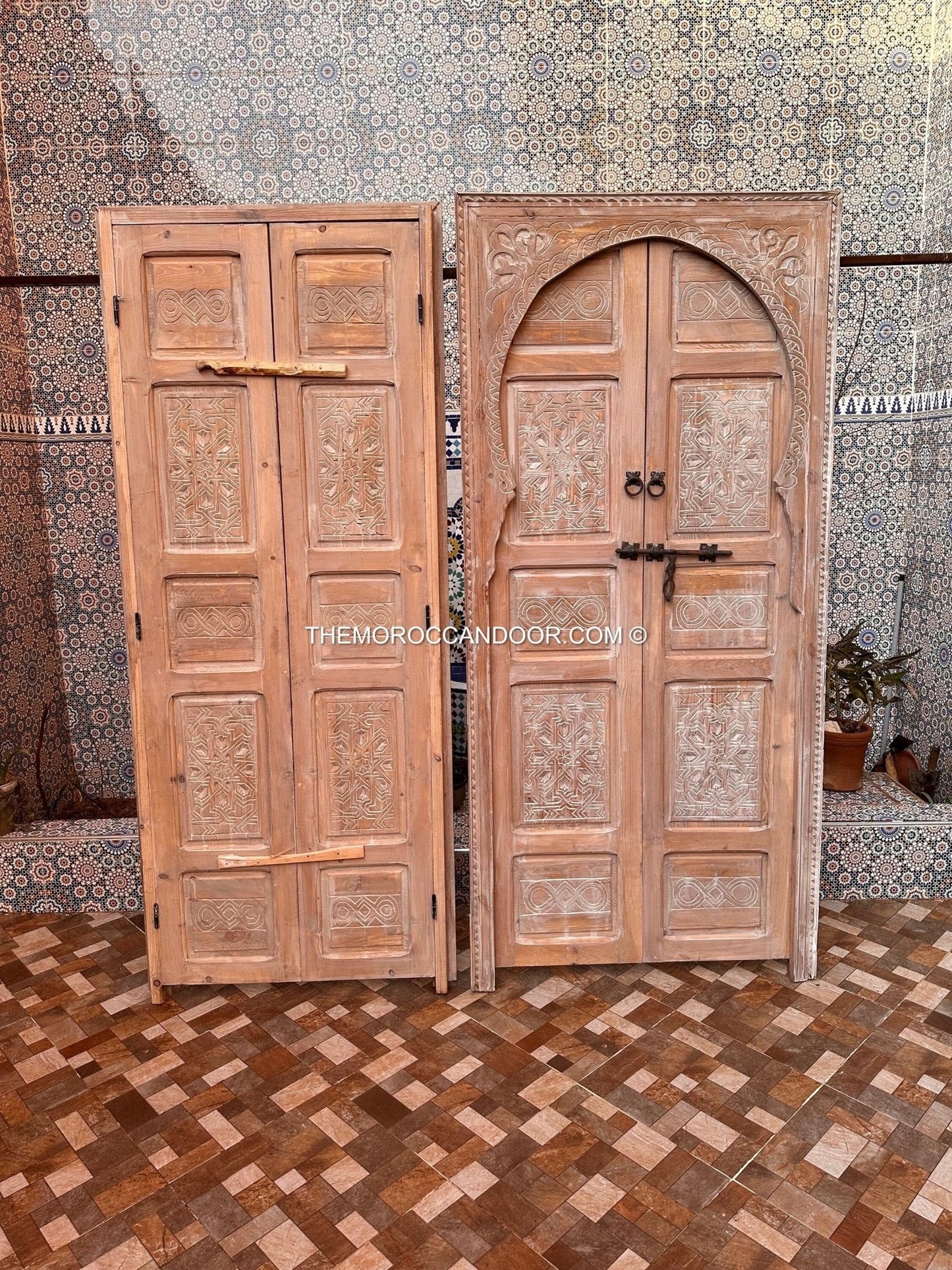 The tranquility and enchantment of Morocco enters your home through this exquisitely carved white door.