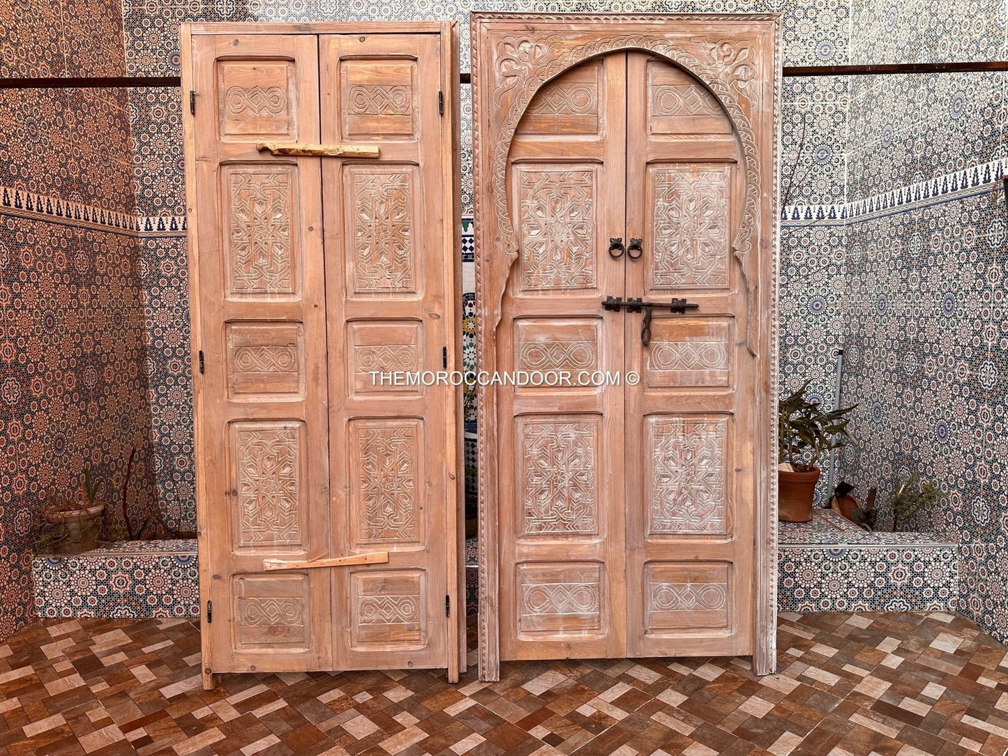 The tranquility and enchantment of Morocco enters your home through this exquisitely carved white door.