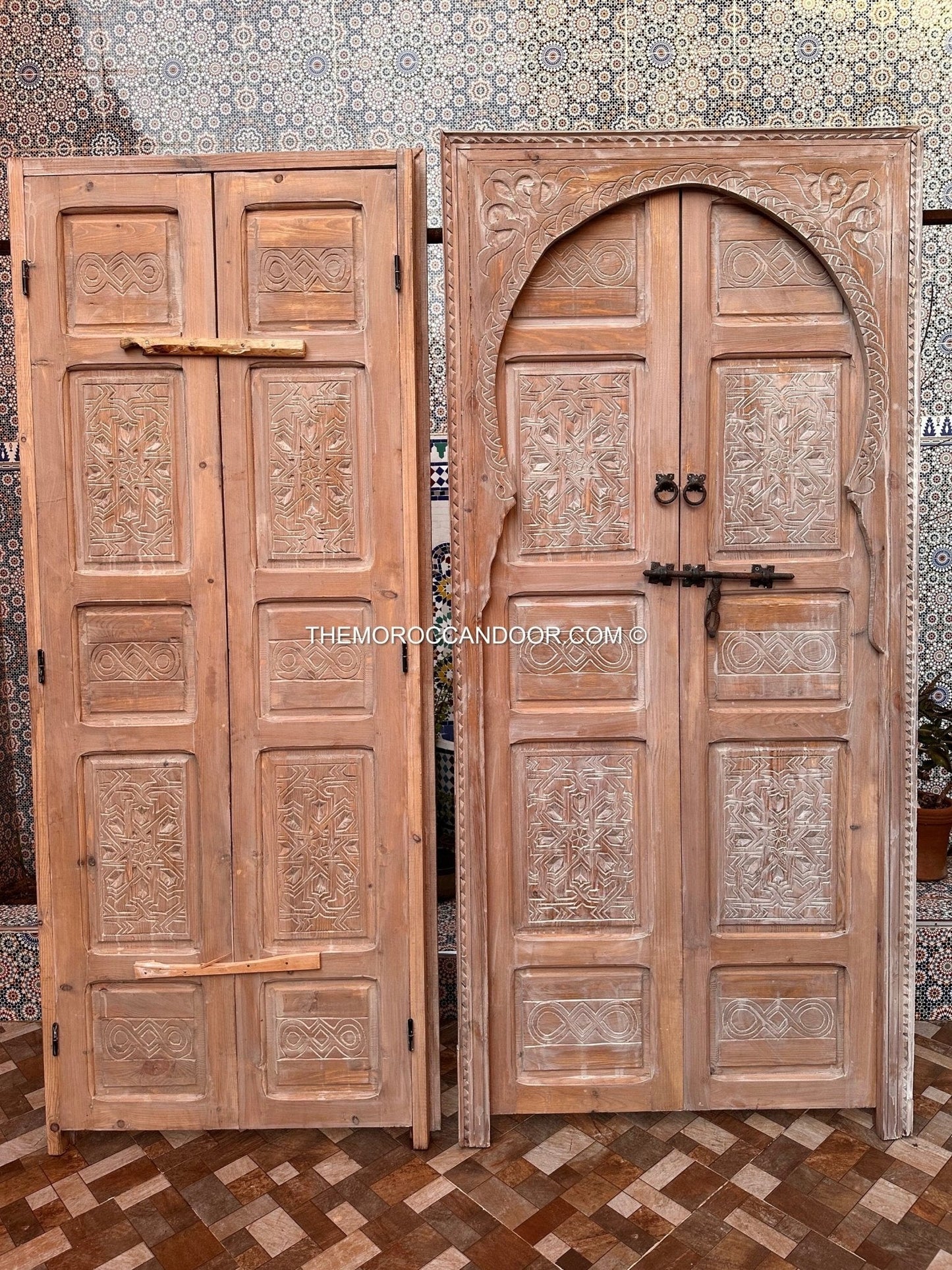 The tranquility and enchantment of Morocco enters your home through this exquisitely carved white door.