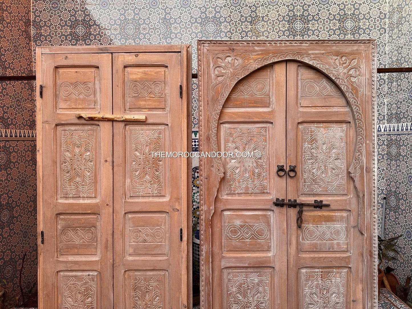 The tranquility and enchantment of Morocco enters your home through this exquisitely carved white door.