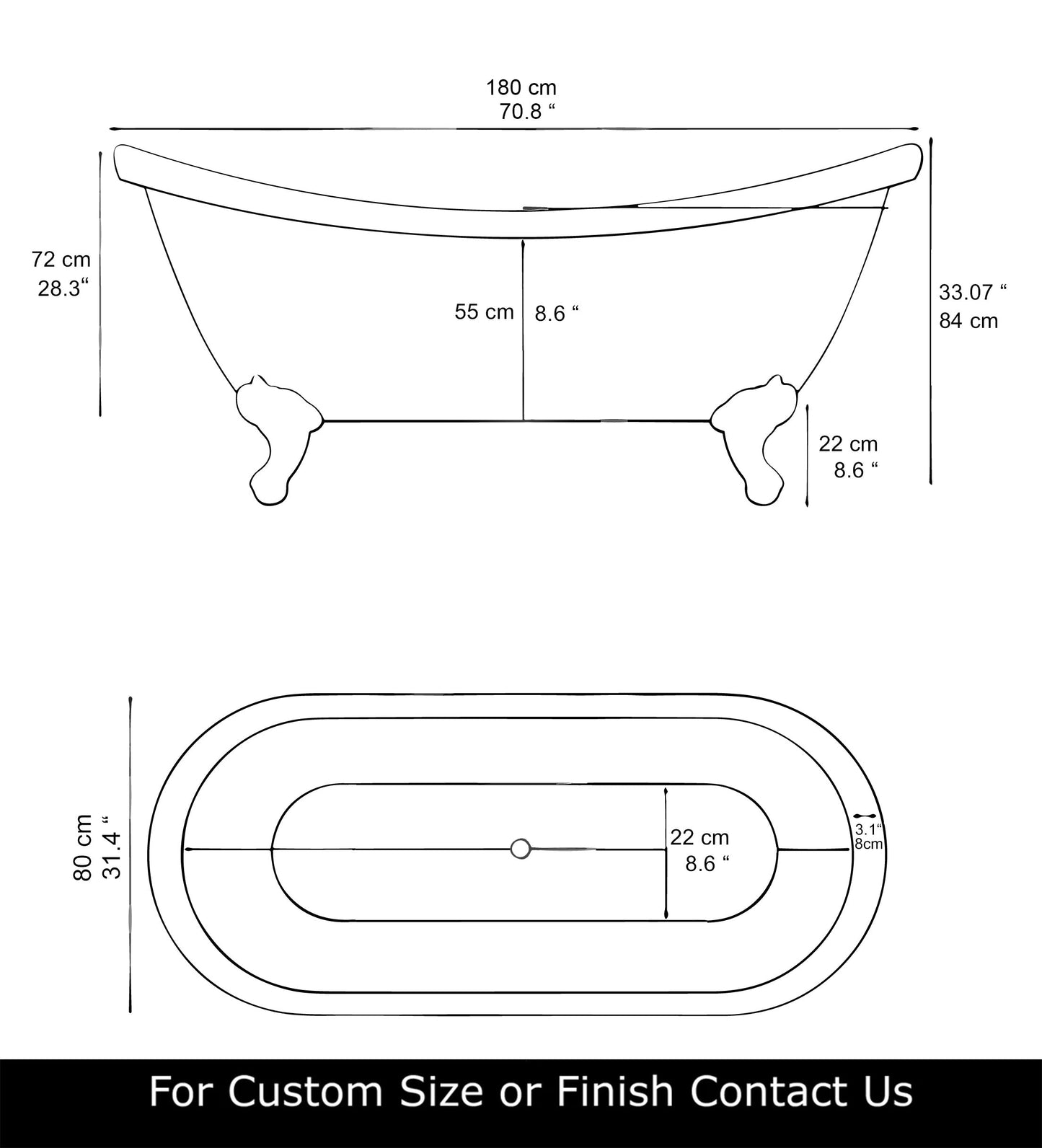 Artisanal Clawfoot Brass Bathtub